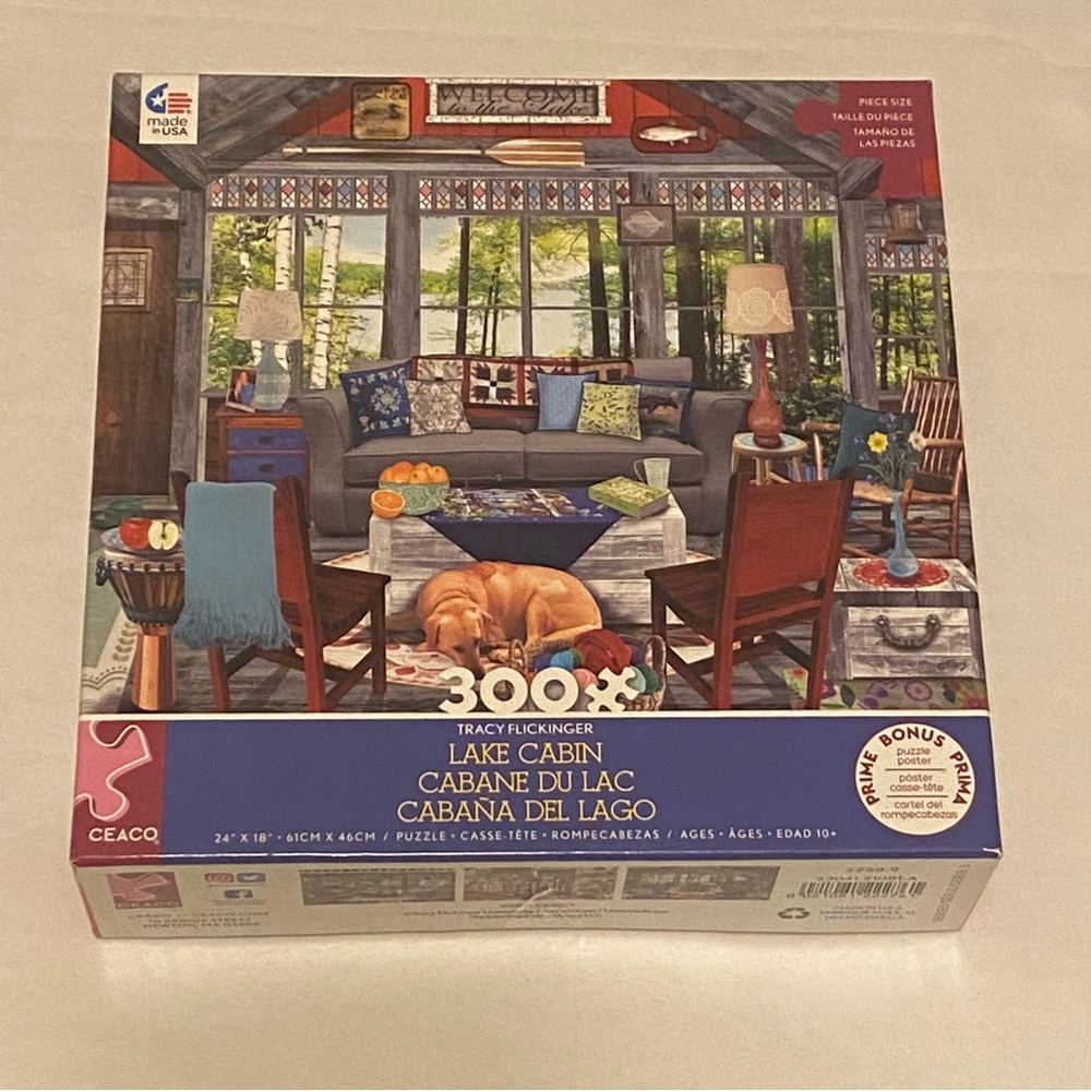 Ceaco 300 Piece Jigsaw Puzzle Lake Cabin Design